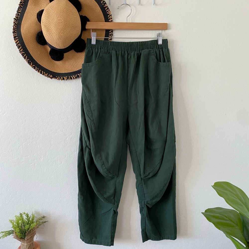 ✨ Mordenmiss Lagenlook Forest Green Linen Blend Pants ✨